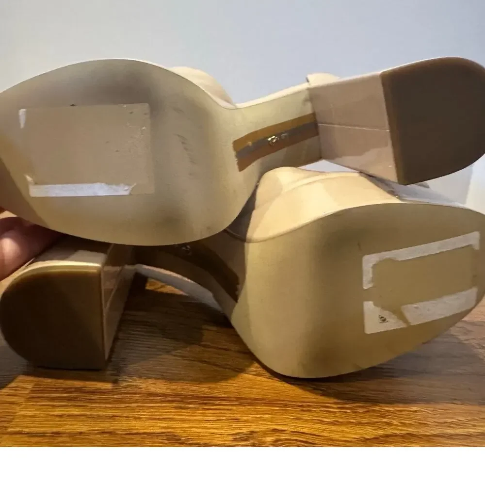 Sam Edelman Kori Women’s Peep Toe Platform Sandals Beige Size 9 Modern Chic